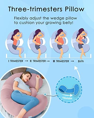 QUEEN ROSE Cooling E Shaped Pregnancy Pillows, Detachable Maternity Body Pillow - Image 4