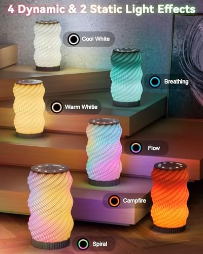 Touch Bedside Lamp with Sound Machine for Adults, Dimmable Night Light for Bedroom, 3-in-1 Bluetooth Speaker & White Noise Machine for Sleeping, Relaxation Dynamic Mood Lighting (Campfire/Breathing) - Image 4