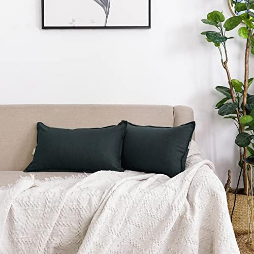 Jeanerlor Natural Cotton Linen Green Decorative 12"x20" Throw Pillow Case - Image 2