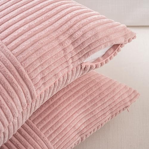 Fancy Homi 2 Packs Blush Pink Long Lumbar Decorative Throw Pillow Covers 16x24 - Image 3