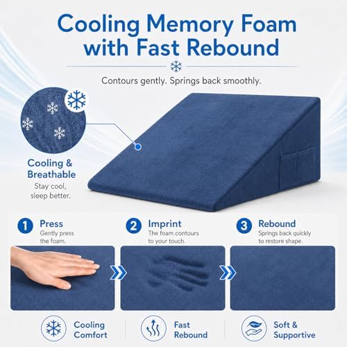 OAISZ Wedge Pillow for Sleep Apnea, 12-Inch Memory Foam Top - Image 4