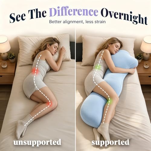 Pea Pod Body Pillow for Side Sleepers, S-Shaped Body Align Cooling Pillow - Image 4