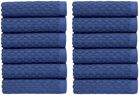 COTTON CRAFT Euro Spa Waffle Wash Cloth - Set of 12 Blue Washcloth by COTTONCRAFT