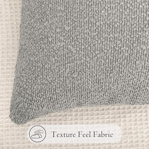 JoraLion 14x26 inch Boucle Lumbar Pillow Cover, Light Gray Woven Texture - Image 7