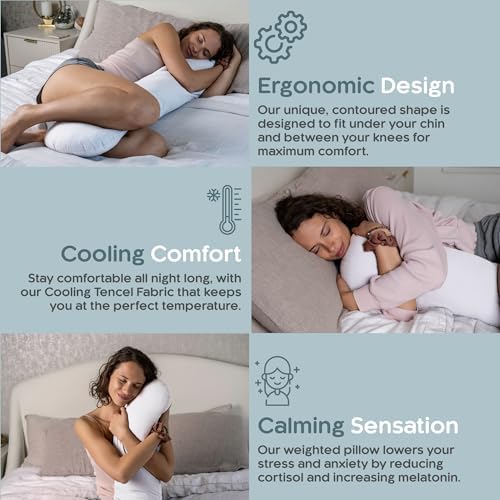 SleepCloud Weighted Body Pillow 6.5lbs, Cooling Tencel Cover, 41” x 10” - Image 4