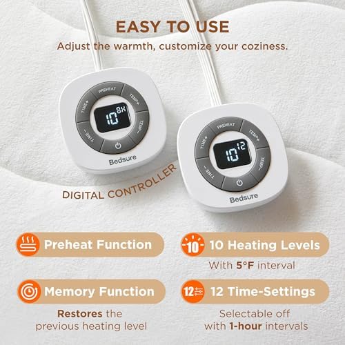 Bedsure Heated Mattress Pad King Ultra Soft Bed Warmer, Plush Coral Fleece - Image 3