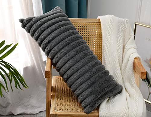 PANOD Faux Fur Decorative Lumbar Throw Pillow Covers 12 x 26, Long Boho Lumbar - Image 3