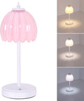 Tulip Table Lamp with 5200mAh Battery & Touch Control, Cordless Small Table Lamp with 3 Colors, Dimmable Rechargeable Table Lamps for Living Room, Bedroom, Desk, Bedside (Creamy Pink Tulip)