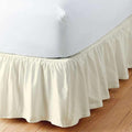 Ivory Solid Ruffled Bed Skirt Short Queen-30 Inch Drop Split Corner, Microfiber Bedskirt with Platform Three Sided Coverage
