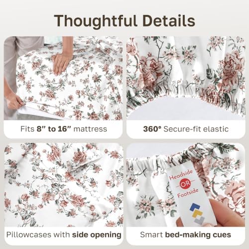 California Design Den Soft 100% Cotton Sateen Queen Sheet Set - Image 4