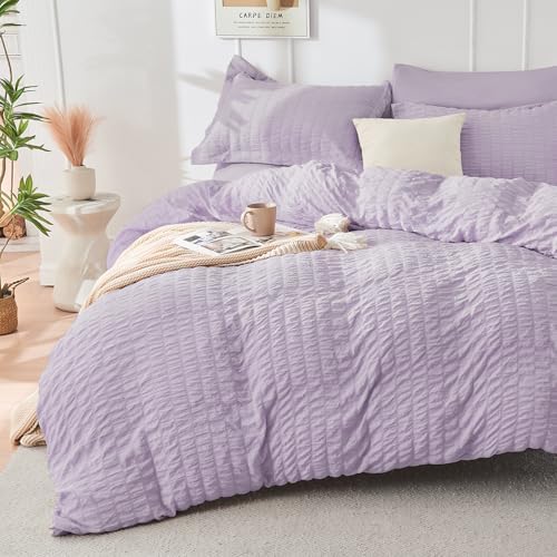 HYMOKEGE Lavender Oversized Queen Comforter Set Seersucker 7 Pieces, All Season - Image 2