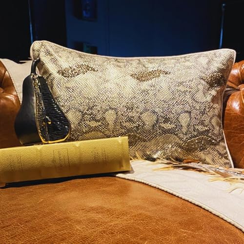 The HomeCentric Gold Pack of 2, Faux Leather Beaded Pattern Bed Pillow Case - Image 6