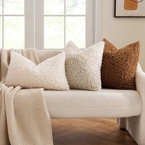 MIULEE Decorative Faux Fur Pillow Covers Sherpa 20x20 Rust - Image 2