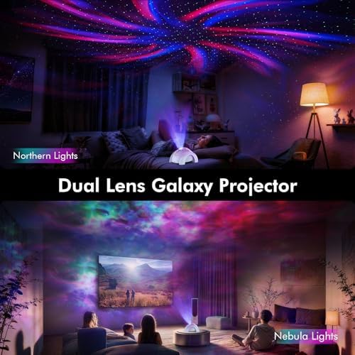 Rossetta Dual Lens Galaxy Star Aurora Projector Night Light for Bedroom - Image 2