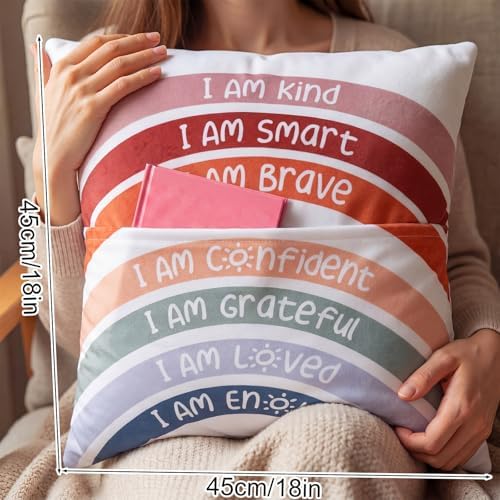 18 x 18 Inch Rainbow Pocket Pillow Gift Reading Corner - Image 3