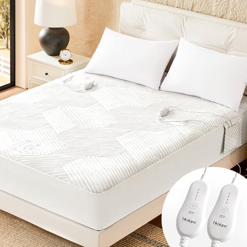 Electric Heated Mattress Pad King Size Dual Control Bed Warmer, Deep Pocket by blunique