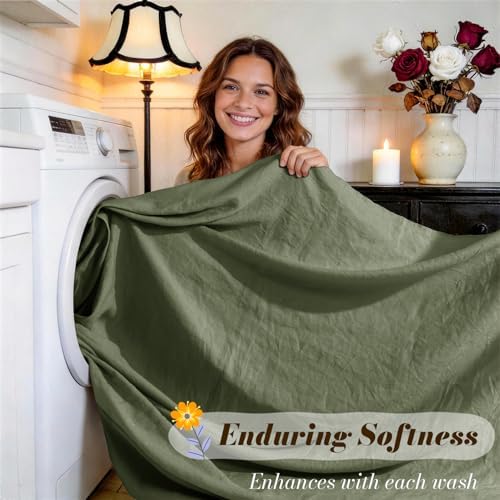 SONORO KATE 100% French Linen King Size Sheets Set, Natural Flax Bedding - Image 5