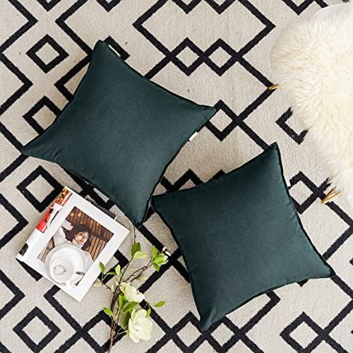 Jeanerlor Set of 2 20"x20" Pillowcase Cousion Cover Decor Cotton Linen - Image 2