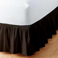 Chocolate Solid Ruffled Bed Skirt Cal-King-10 Inch Drop Split Corner, Microfiber Bedskirt with Platform Three Sided Coverage