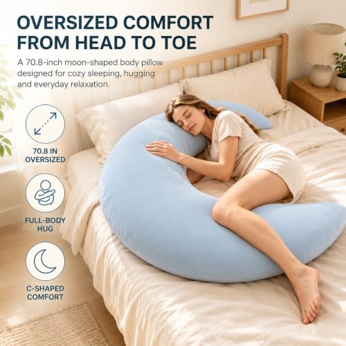 Moon Body Pillow, Oversized C Shaped Full Body Pillow - Image 2