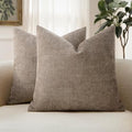 MIULEE 24x24 Inch Euro Textured Chenille Throw Pillow Covers Light Taupe by MIULEE