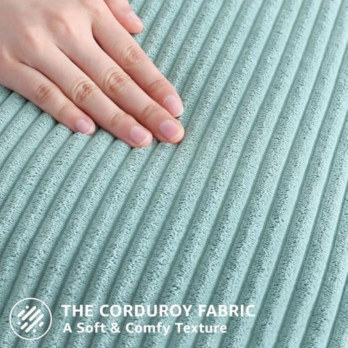 Mecatny Corduroy Decorative Throw Pillow Covers 18x18 Set of 2 Aqua - Image 4