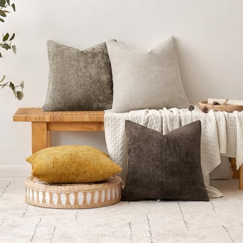 MIULEE Decorative Couch Throw Pillow Covers 16x16 in Mustard Yellow 2 Pack - Image 4