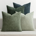 MIULEE Soft Decorative Chenille Pillow Covers Green Navy 18x18 Pack of 4 by MIULEE
