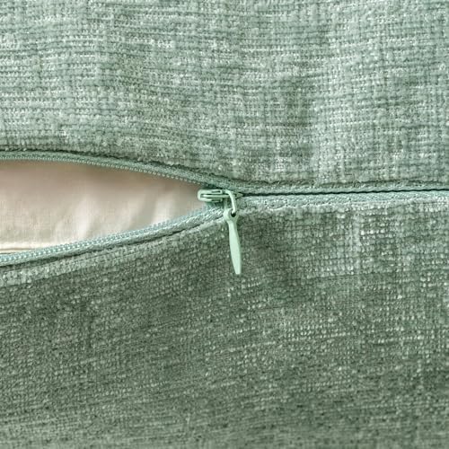MIULEE Soft Chenille Throw Pillow Covers Greyish Green 20x20 Pack of 2 - Image 3