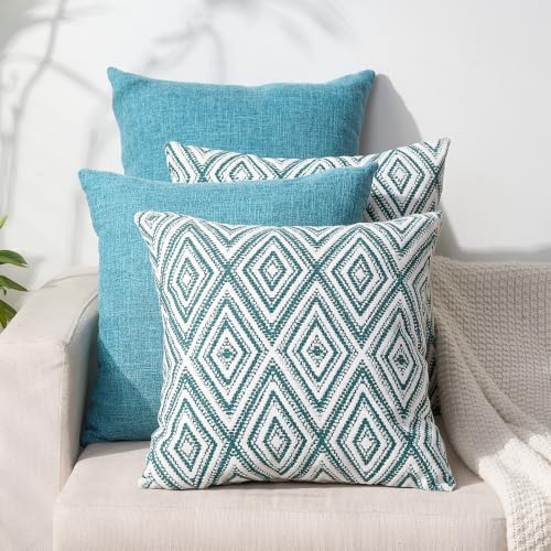HPUK Throw Pillow Covers 18x18, Aqua Blue Couch Pillow Covers by HPUK