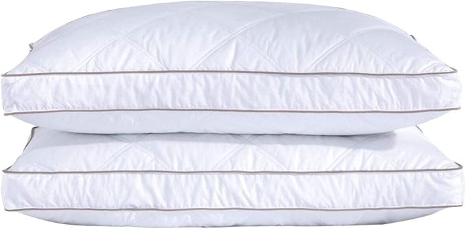 puredown® Goose Feathers and Down Pillow for Sleeping Hotel Collection Bed Pillows, Gusseted, King, Set of 2
