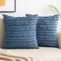 MIULEE Boho Linen Striped Throw Pillow Covers 18x18, Dark Blue by MIULEE