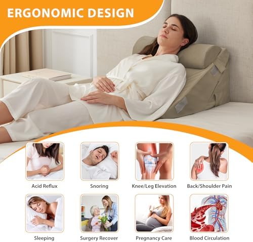 Ruqmuis Wedge Pillow Set for After Surgery, Incline Pillow Wedge for Headboard - Image 6