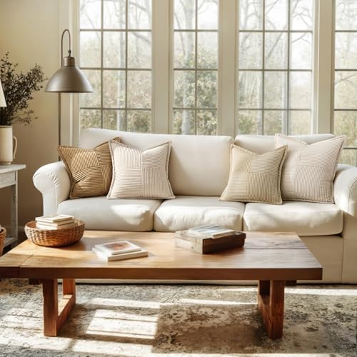 MIULEE Decorative Lumbar Throw Pillow Covers 12x20 Inch Beige 2 Pack - Image 4