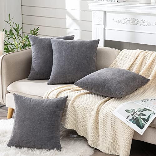 GAWAMAY Gray Chenille Throw Pillow Covers 18x18 Set of 4 - Image 2