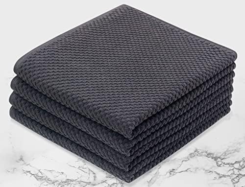 COTTON CRAFT Euro Spa Waffle Weave Bath Towels - Set of 4 Grey Towels - Image 7