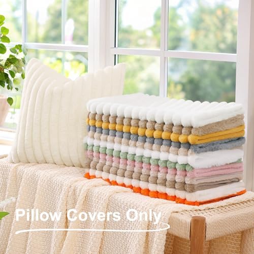 decorUhome Fall Faux Fur Throw Pillow Covers 22x22 Set of 2 Red - Image 6