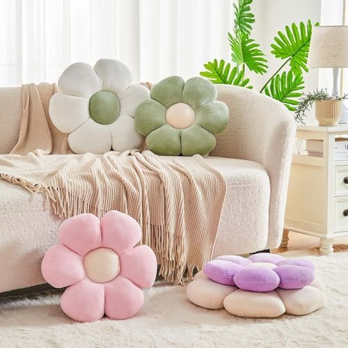 Kcvvcr Pink Flower Pillow, 19.6" Cute Flower Shaped Floor Pillow, Aesthetic - Image 3