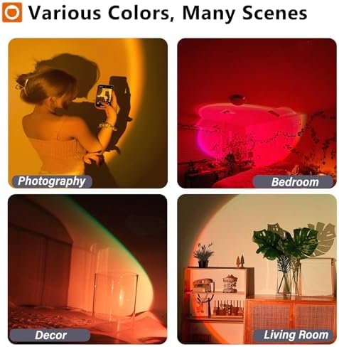 LED Sunset Lamp Projector,Multicolor Changing with USB Port,Sunset Light 180°Rotation for Room Decor,Sunset Lamp for Bedroom,Photography Party,Tiktok Live,Gift for Halloween, Christmas - Image 6