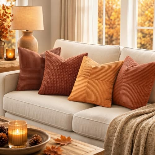 MIULEE Fall Burnt Orange Decorative Lumbar Throw Pillow Covers 12x20 Inch - Image 5