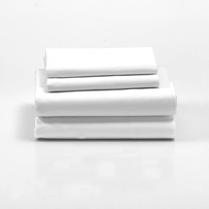 Cuddledown Dreamstead 100% Cotton Bed Sheets Set | 300 Thread Count | Luxurious Sateen Weave | Pure Combed Cotton | Soft | Wrinkle Resistant | 5 Piece Set | White | Split King