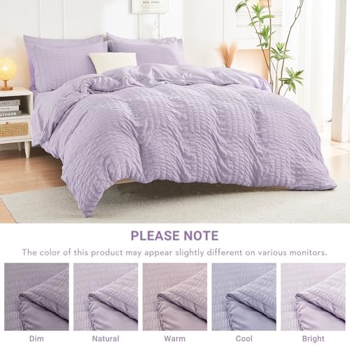 HYMOKEGE Lavender Oversized Queen Comforter Set Seersucker 7 Pieces, All Season - Image 7