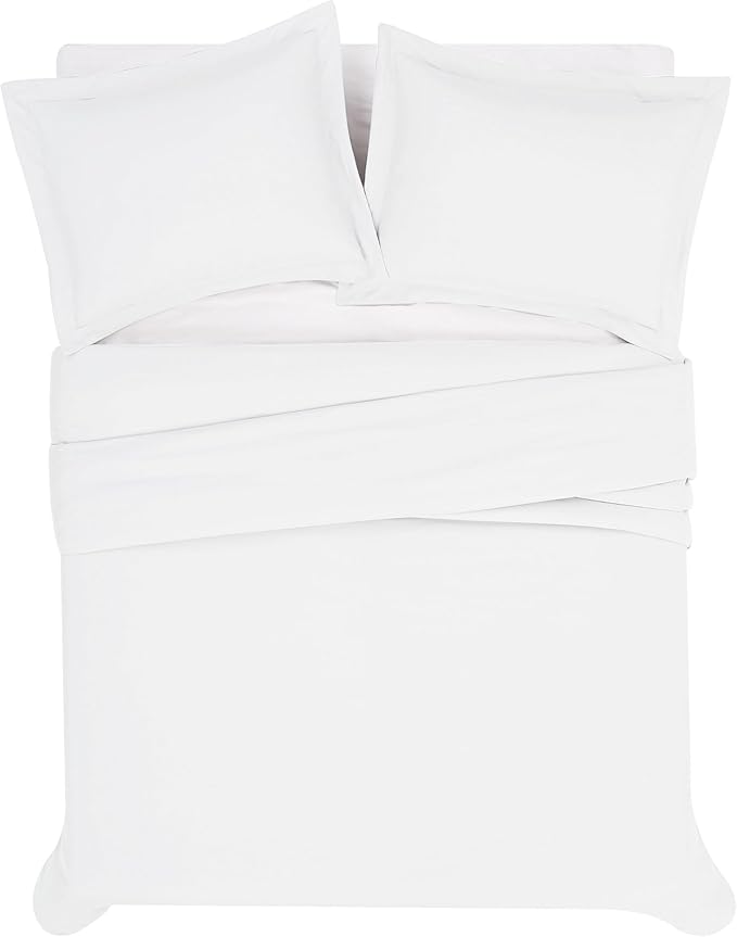 London Fog Garment Wash Solid White King 3 Piece Duvet Cover Set