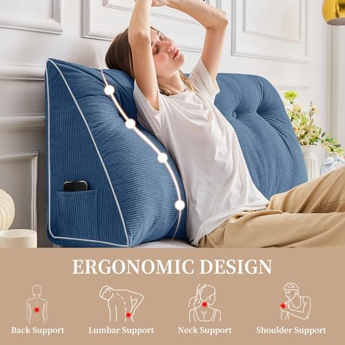 Sasttie Headboard Pillow King, Wedge Pillow Headboard - Image 3
