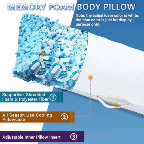 1 MIDDLE ONE Cooling Body Pillow, Memory Foam Body Pillows - Image 2