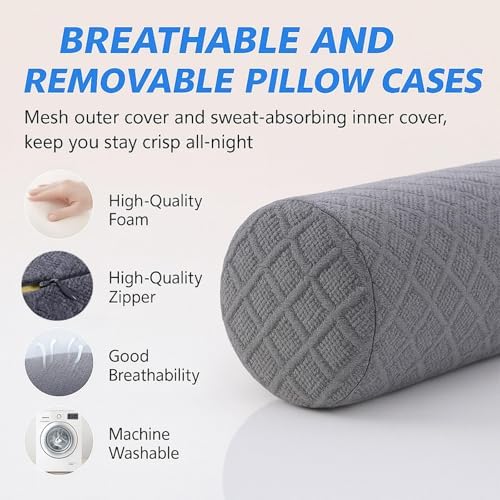 4.7" Small Neck Roll Memory Foam Pillow Cylinder, Detachable Cover - Image 5
