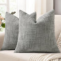 decorUhome Textured Chenille Throw Pillow Covers 26x26 Set of 2 Grey by decorUhome