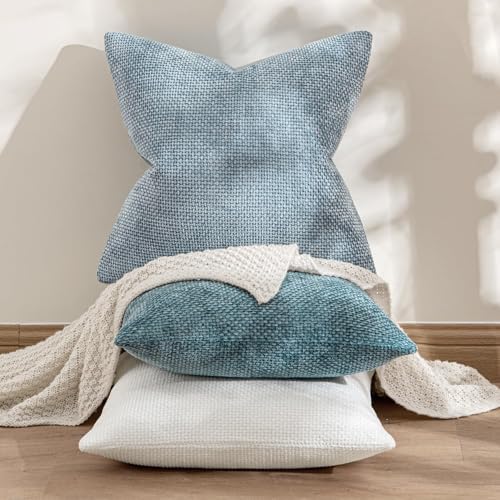 MIULEE Decorative Couch Throw Pillow Covers 20x20 Inch Light Blue 2 Pack - Image 4