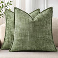 decorUhome Chenille Throw Pillow Covers 22x22 Set of 2, Sage Green by decorUhome