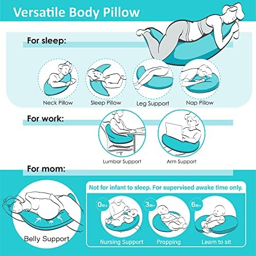 BYRIVER 43" Mint Green Cooling Side Sleeping Body Pillow - Image 4